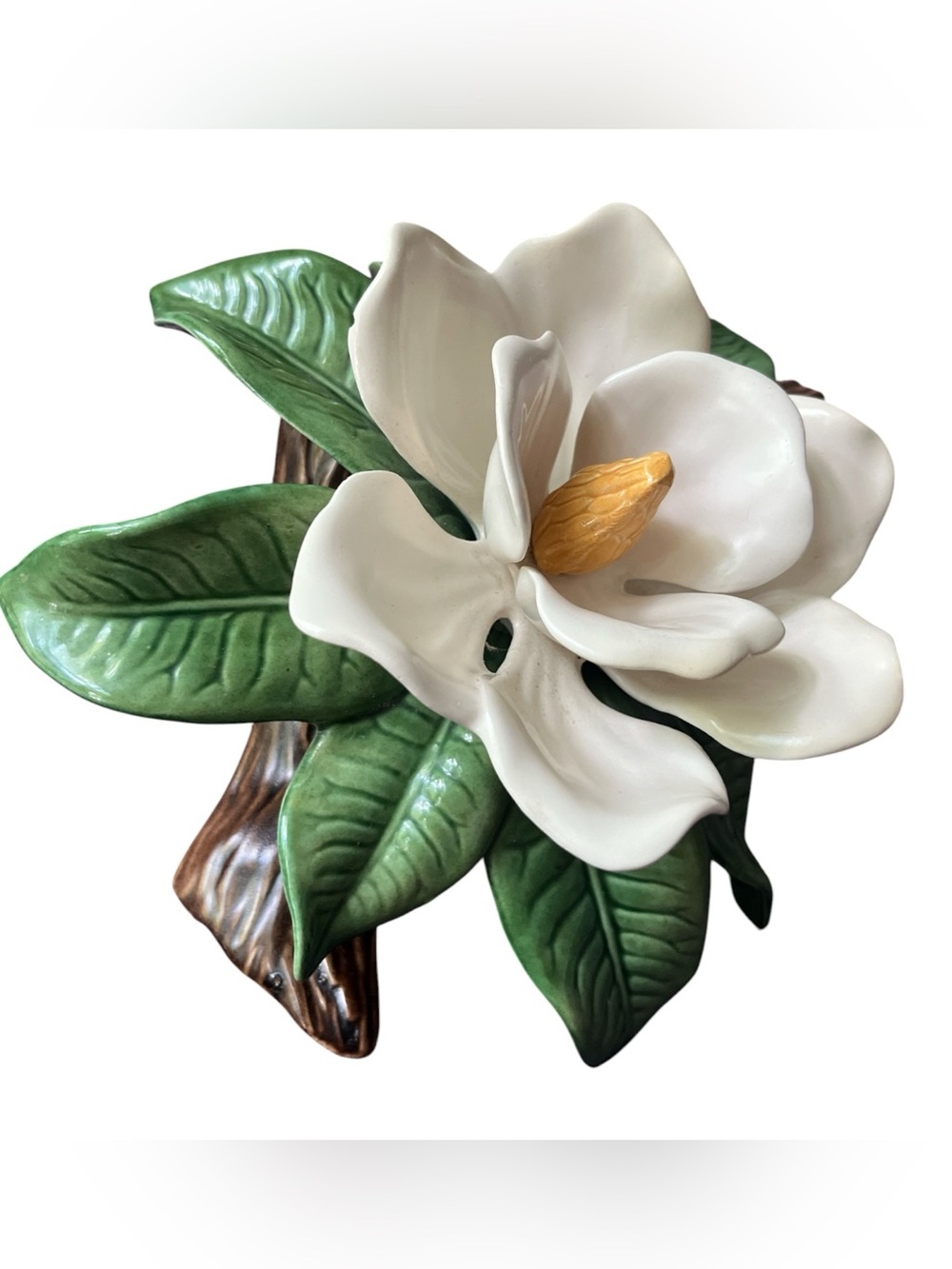 Vintage Jamar Mallory Studio Signed Southern Magnolia Ceramic Flower 1970s